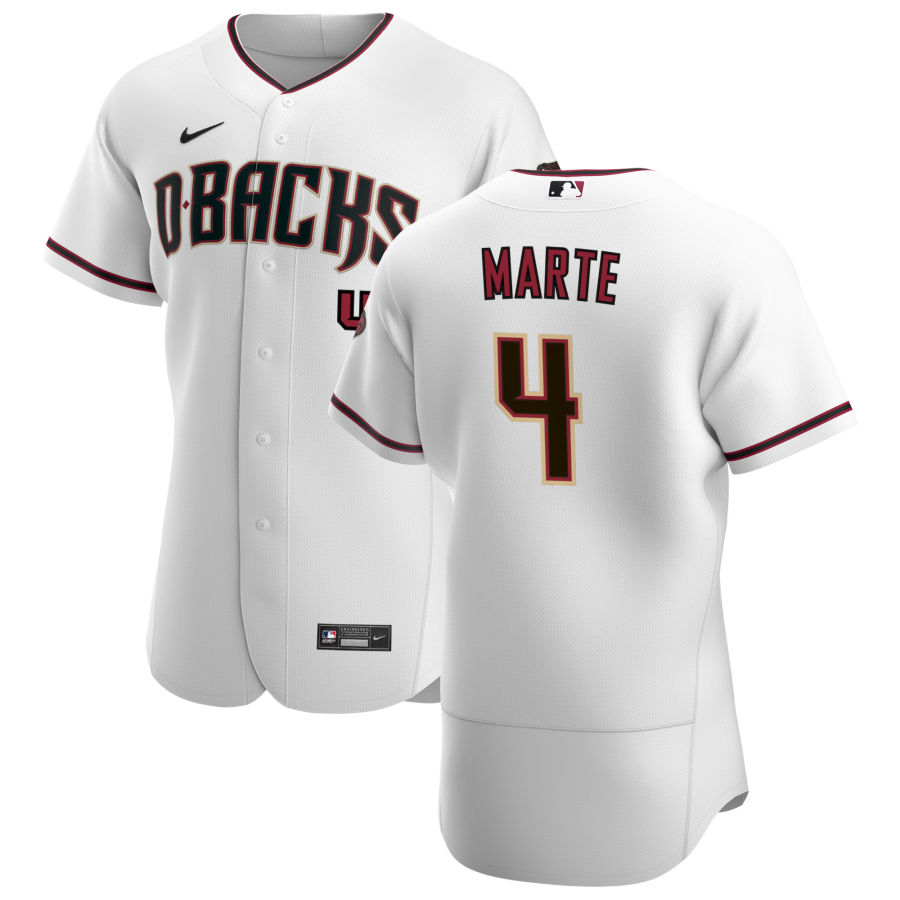 Arizona Diamondbacks #4 Ketel Marte Men Nike White Crimson Authentic Home Team MLB Jersey->arizona diamondback->MLB Jersey